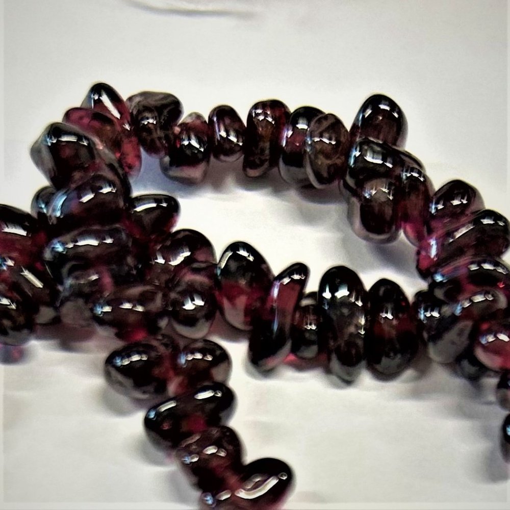 Cranberry Red Genuine Garnet Polished Stone Strand 16" - Picture 3 of 3